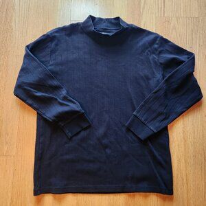 John Ashford Men's Ribbed Mock Turtleneck Long Sleeve Black Shirt XL